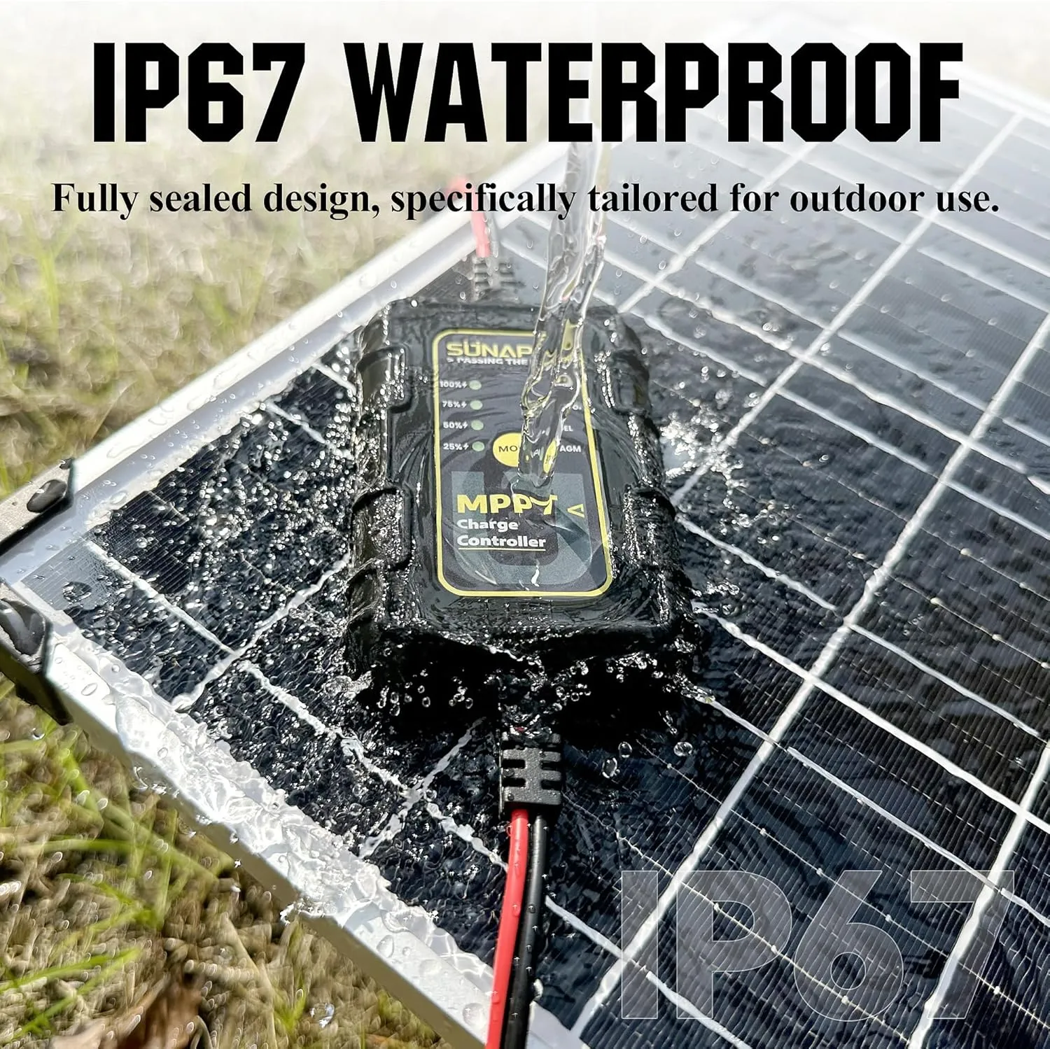 SUNAPEX 25W MPPT Solar Battery Charger Maintainer, 12V Waterproof Solar Panel Trickle Charger with MPPT Controller for Car, Motorcycle, Boat, Marine, RV, Trailer, Tractor,Truck, etc