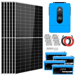 SunGold Power | SGK-65PRO | Complete off Grid Solar Kit 6500W 48V 120V/240V output 10.24KWH Lithium Battery 2700 Watt Solar Panel