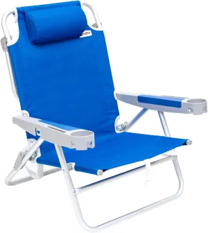SUNNYFEEL Low Folding Beach Chair 500 LBS Heavy Duty 5 Position Lay Flat, XL Oversized Portable Sand Camping Chairs with Cup Holder for Outdoor/Trip, Lightweight Backpack Beach Chairs for Adults