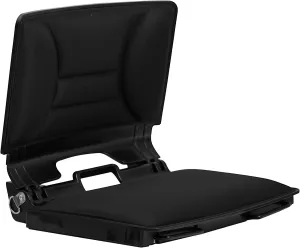 SUNNYFEEL Stadium Seats with Back Support Cushion Wide for Bleachers, Bleacher Chairs with Back and Cushion Padded Portable, Stadium Chairs with 5 Hidden Pockets (Black, Extra Wide 25.2'') (1, Low)