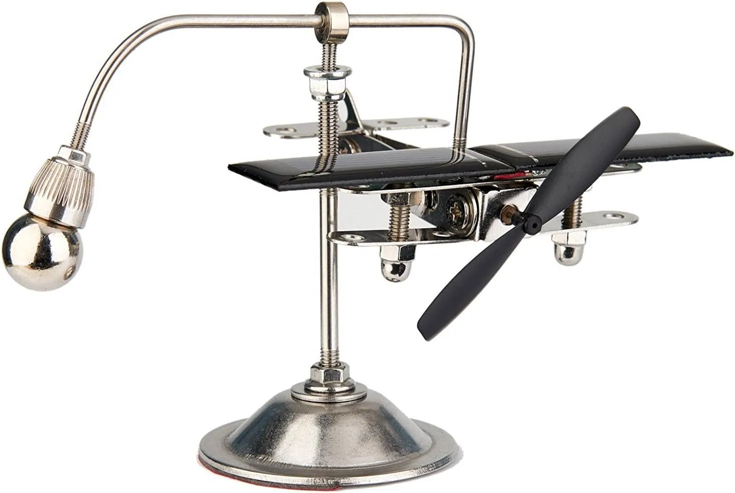 Sunnytech Solar Plane Aircraft Balancing Toy Black Propeller Kinetic Art Balance Toy Balancing Decompressive Science Home Office Toy for Desk Physics Toy Solar Car Decoration WJ155