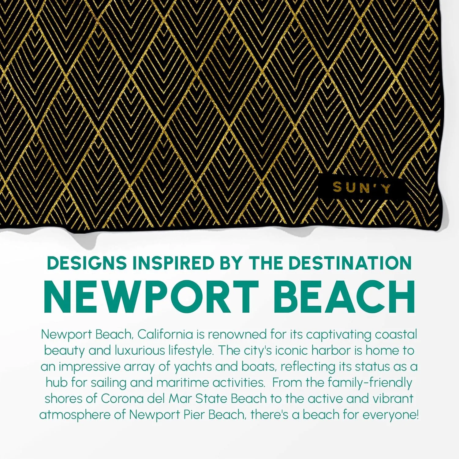 SUN'Y Waffle Microfiber Beach Towel – Sand Free, Quick Dry, Ultra Absorbent, Lightweight & Compact Travel Towel with Carry Bag - Large (63” x 31.5”), Newport