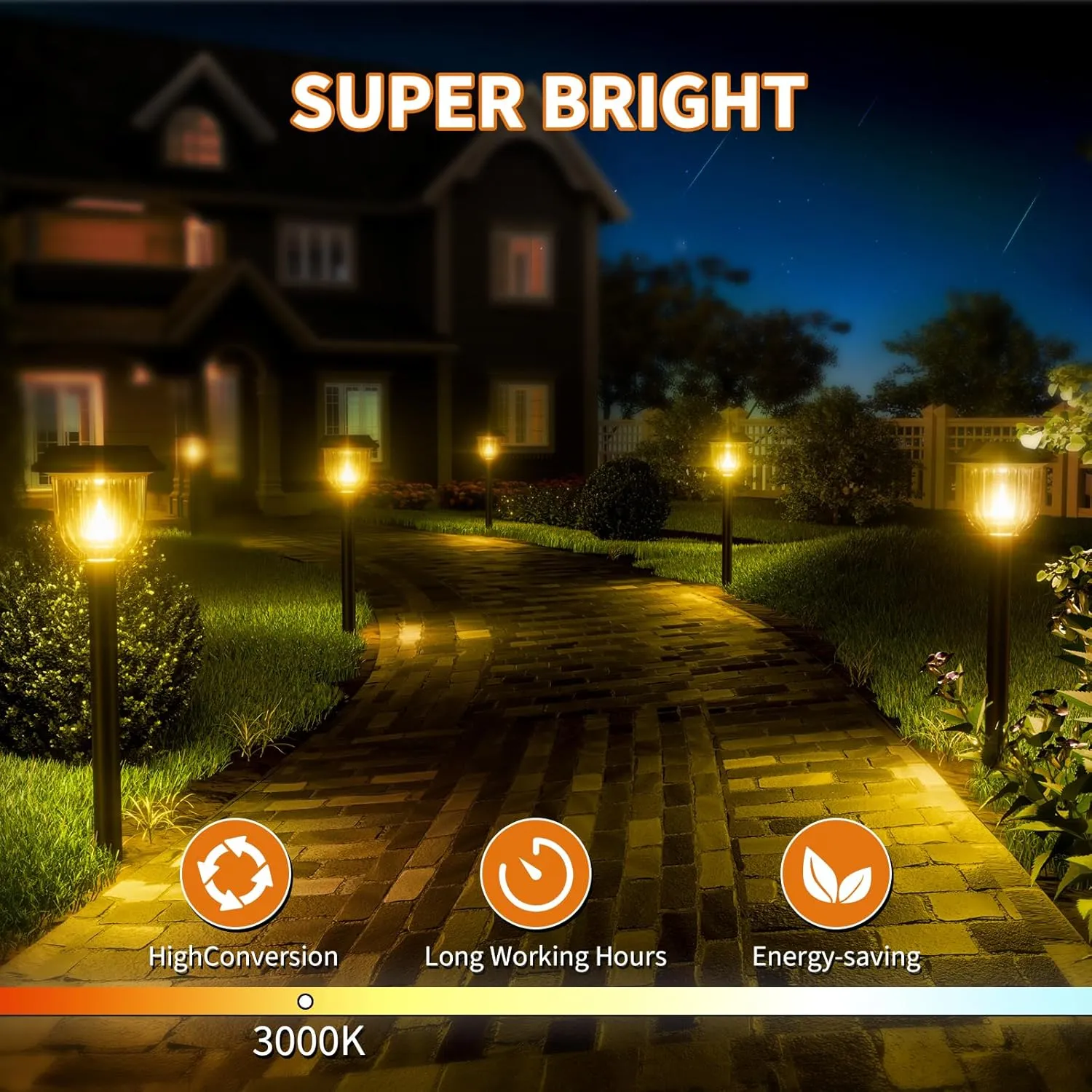 SUPER BRIGHT 10 Pack Solar Lights Outdoor IP65 Waterproof,HIGH-POWER LED Solar lights for Outside,Landscape Lighting,Garden Decorative for Yard,Patio,Landscape,Pathway,Sidewalk,Driveway,Lawn (Warm)