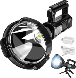 Superbright Big Size Rechargeable LED Handheld Flashlight Spotlight 4 Modes High Power Portable Waterproof Searchlight for Camping Hunting Outdoor (P50 Medium Size)