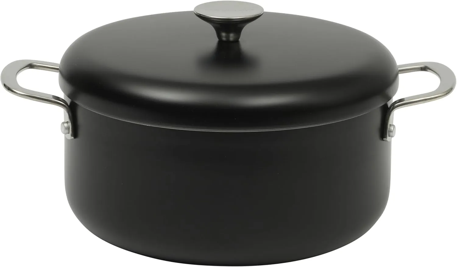 Sur La Table Kitchen Essentials Potluck Porch 5 Quart Aluminum Dutch Oven Pot w/Aluminum Lid PFA FREE Ceramic Interior Cookware Pot - Induction - Black