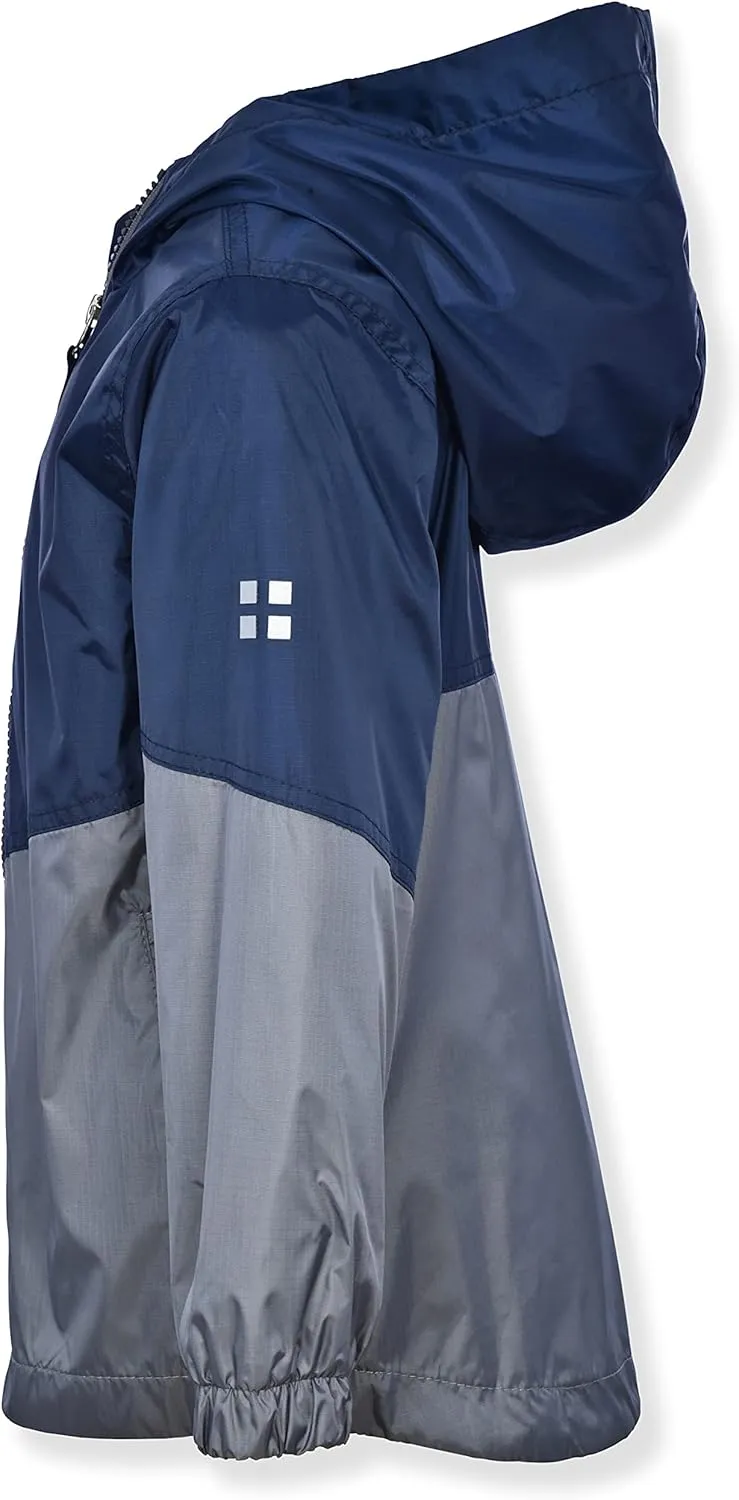 Swiss Alps Boys' Waterproof Hooded Rain Jacket Outdoor Windbreaker Lightweight Raincoats for Kids Wind Resistant