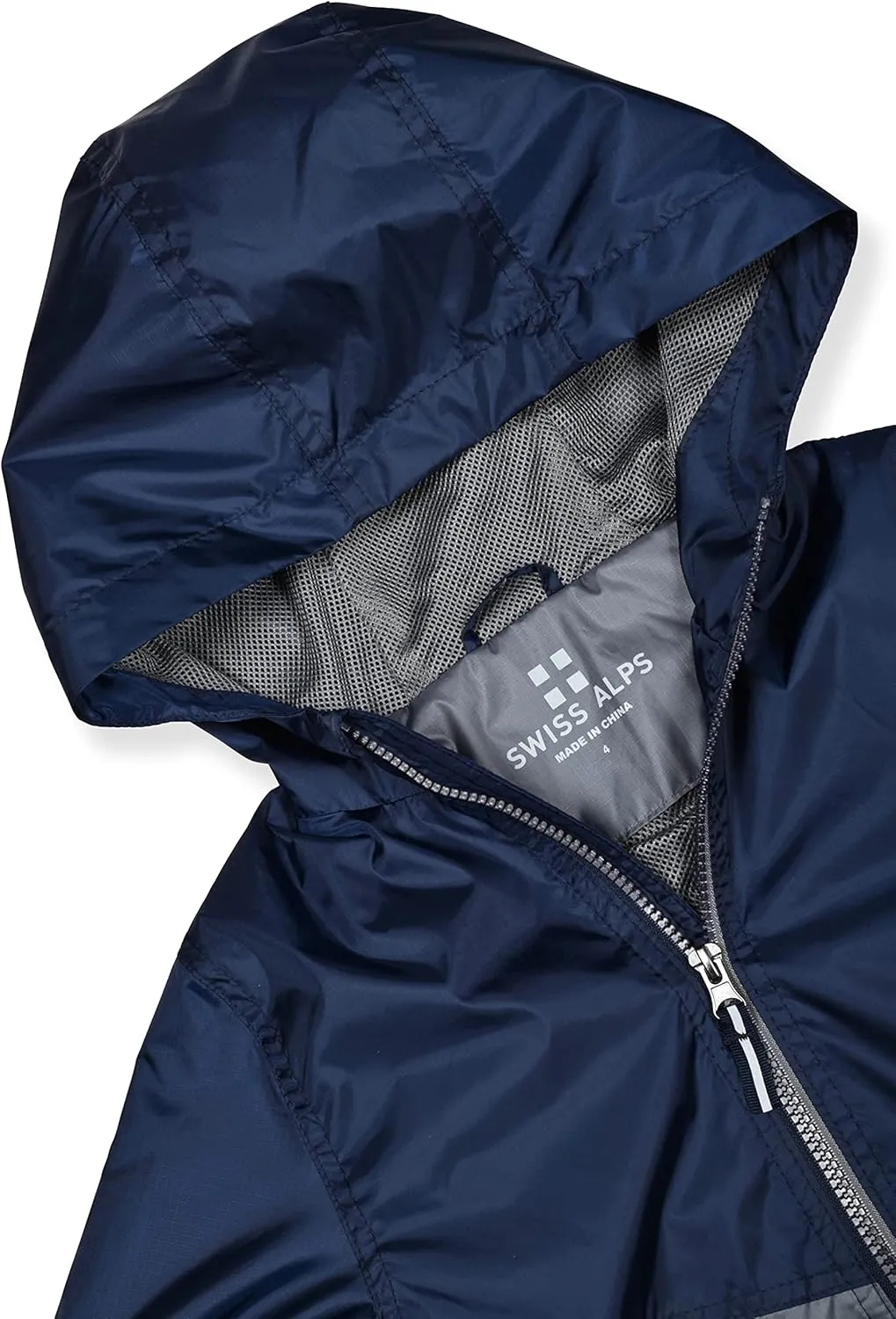 Swiss Alps Boys' Waterproof Hooded Rain Jacket Outdoor Windbreaker Lightweight Raincoats for Kids Wind Resistant
