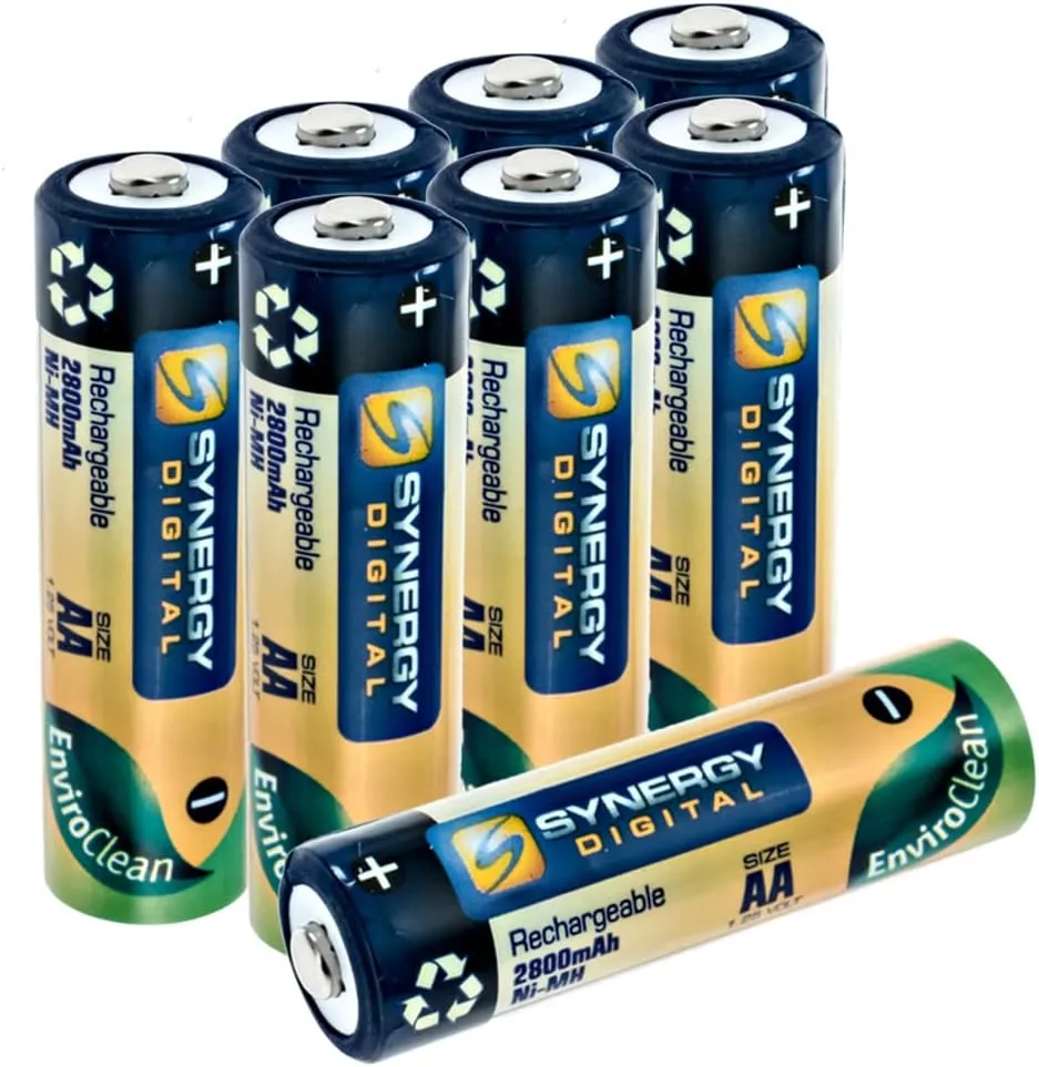 Synergy Digital Baby Monitor Batteries, Compatible with Angelcare AC300 Baby Monitor, (Ni-MH, 1.25V, 2800mAh), Combo-Pack Includes: 8 x AA Rechargeable Batteries