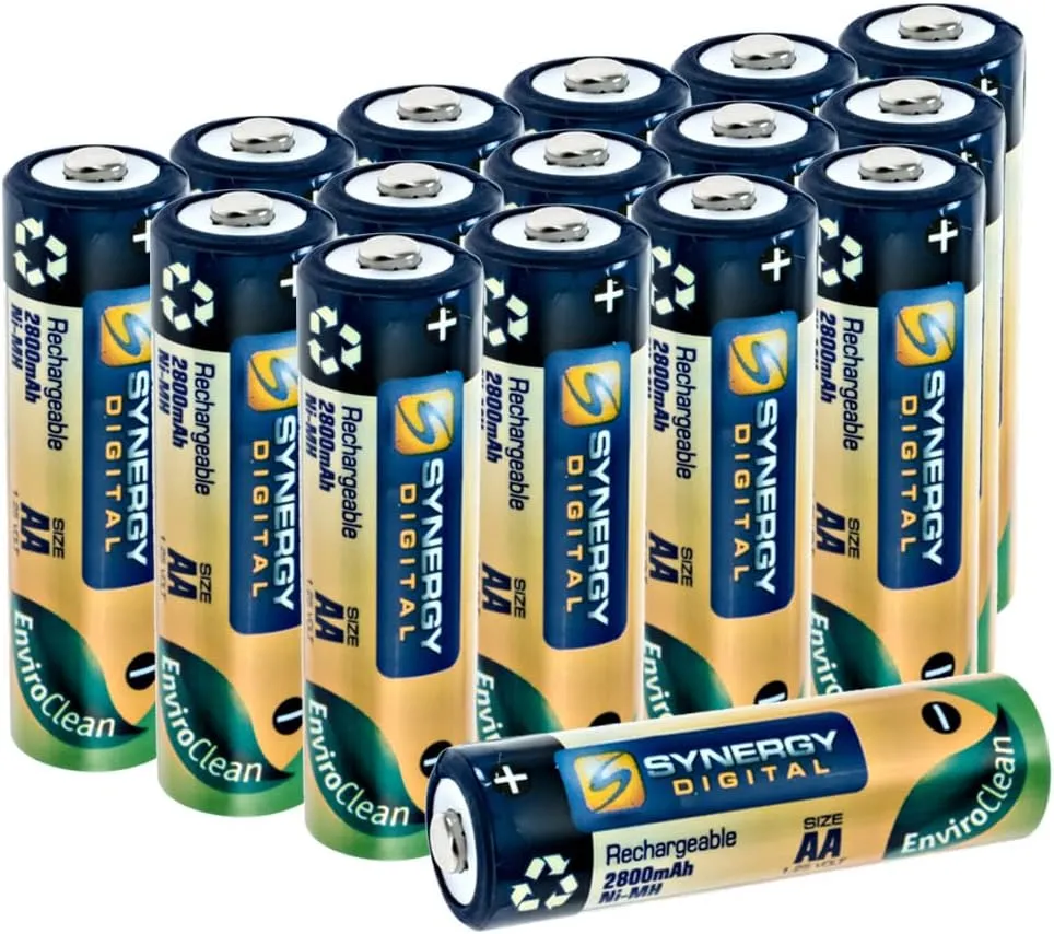 Synergy Digital Remote Control Batteries, Compatible with HUBSAN RC for H107D X4 Quadcopter Remote Control, (Ni-MH, 1.25V, 2800mAh), Combo-Pack Includes: 16 x AA Rechargeable Batteries
