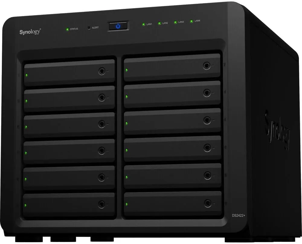 Synology DiskStation DS2422  NAS Server with Ryzen 2.2GHz CPU, 32GB Memory, 240TB HDD Storage, 4 x 1GbE LAN Port, DSM Operating System