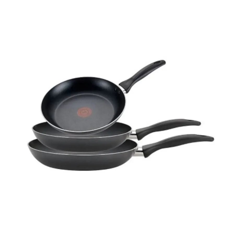 T-fal Pure Cook Nonstick Aluminum 3-Piece Fry Pan Set in Black