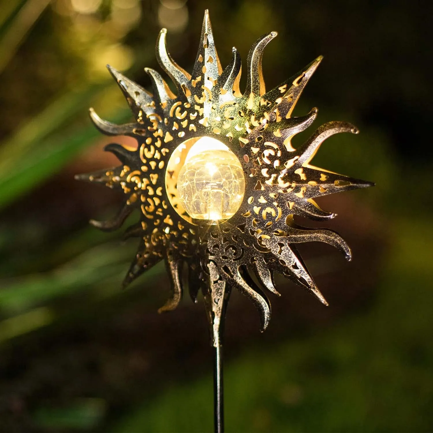 TAKE ME Sun Solar Lights Garden Outdoor Waterproof Metal Decorative Stakes for Patio Yard Walkway LawnPatio Mothers Day Gifts Mom Wife Grandma (Sun)