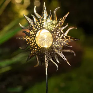 TAKE ME Sun Solar Lights Garden Outdoor Waterproof Metal Decorative Stakes for Patio Yard Walkway LawnPatio Mothers Day Gifts Mom Wife Grandma (Sun)