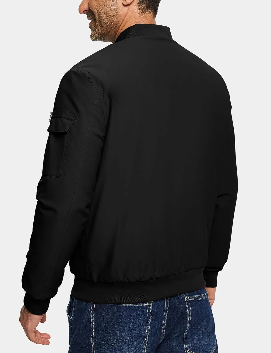 TBMPOY Men's Bomber Jacket Lightweight Winter Windbreaker Zip Up Padded Softshell Windproof Water-Resistant Casual Fall Coat