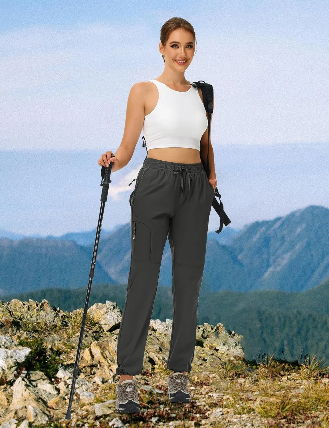TBMPOY Women's Hiking Pants Water Resistant Lightweight Quick Dry Cargo Travel Fishing Work Camping