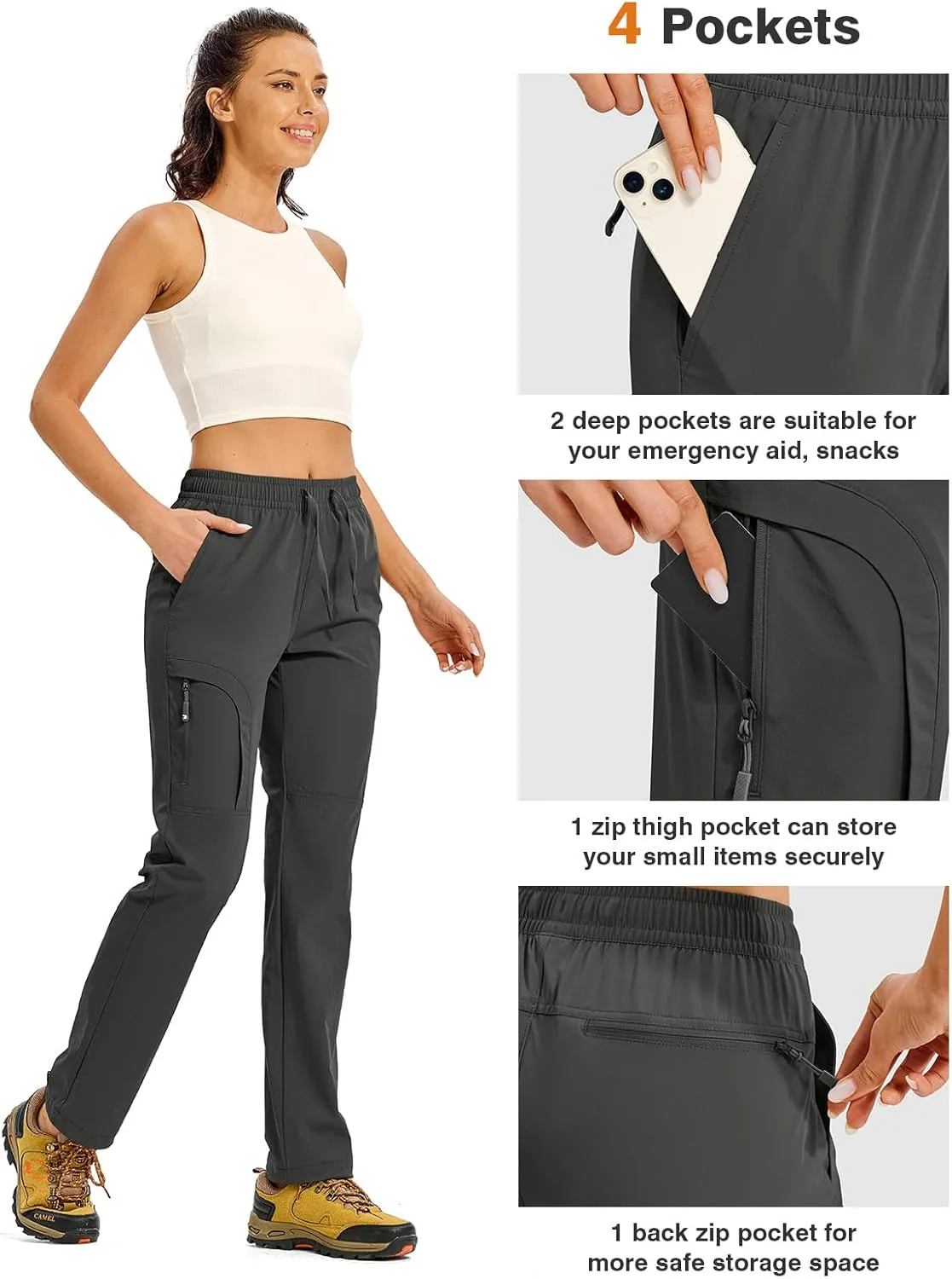 TBMPOY Women's Hiking Pants Water Resistant Lightweight Quick Dry Cargo Travel Fishing Work Camping
