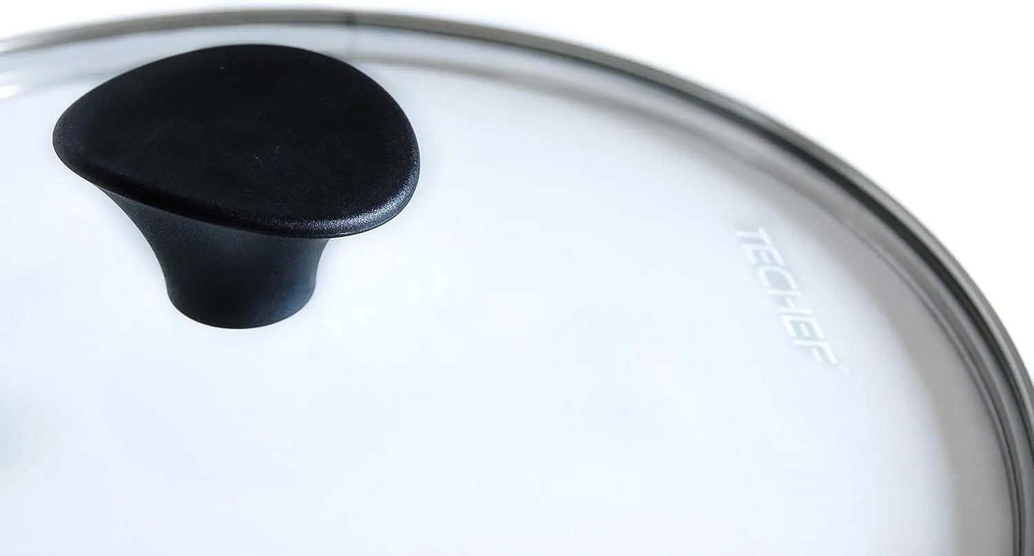 TeChef - Color Pan 12" Frying Pan with Glass Lid, Coated with DuPont Teflon® Select - Colour Collection/Non-Stick Coating (PFOA Free) / (Pure Black)