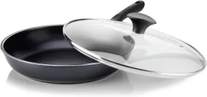TeChef - Color Pan 12" Frying Pan with Glass Lid, Coated with DuPont Teflon® Select - Colour Collection/Non-Stick Coating (PFOA Free) / (Pure Black)
