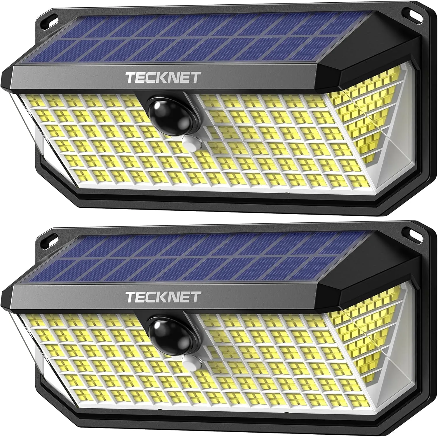 TECKNET 4200Lm 416 LED Solar Lights Outdoor Waterproof, 300° Angle & 3 Lighting Modes Motion Sensor Outdoor Lights, 2 Pack Security Solar Light IP66 for Fence Front Door Yard Deck Garden Garage