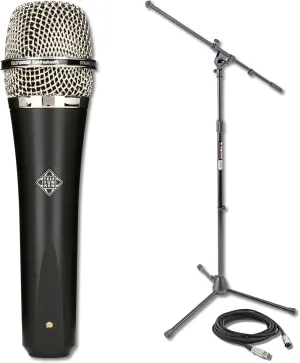 Telefunken M80 Dynamic Handheld Vocal Microphone with On-Stage MS7701B Boom Microphone Stand and Professional Grade XLR Cable