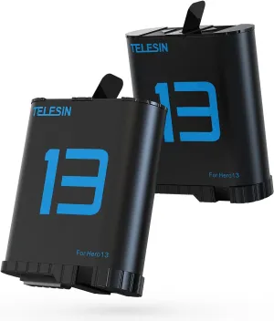 TELESIN Hero13 Battery (2-Pack) for GoPro 13 Black, Long Lasting Large Capacity as Original Enduro Batteries Support Fast Charge for Go Pro Hero 13 Black Camera Charger Accessories