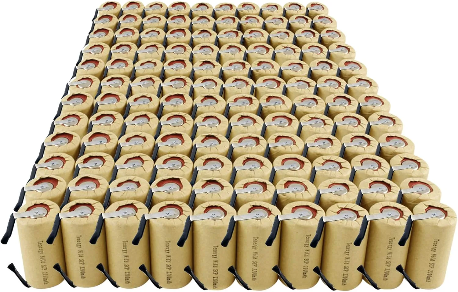 Tenergy NiCd SubC 2200mAh Paper Wrapped Rechargeable Batteries with Tabs, 120 Pack