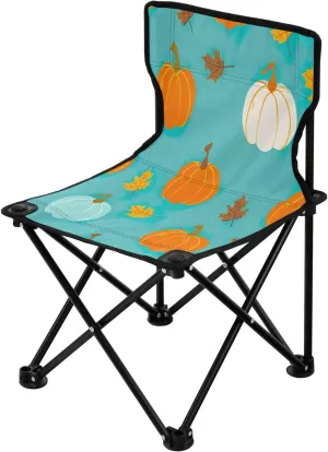 Thanksgiving Cartoon Pumpkin Portable Outdoor Folding Chair Anti-Slip Padded Oxford Cloth Stool Camping Chair Small for Beach Hiking Fishing Gardening Quad Camp Chair