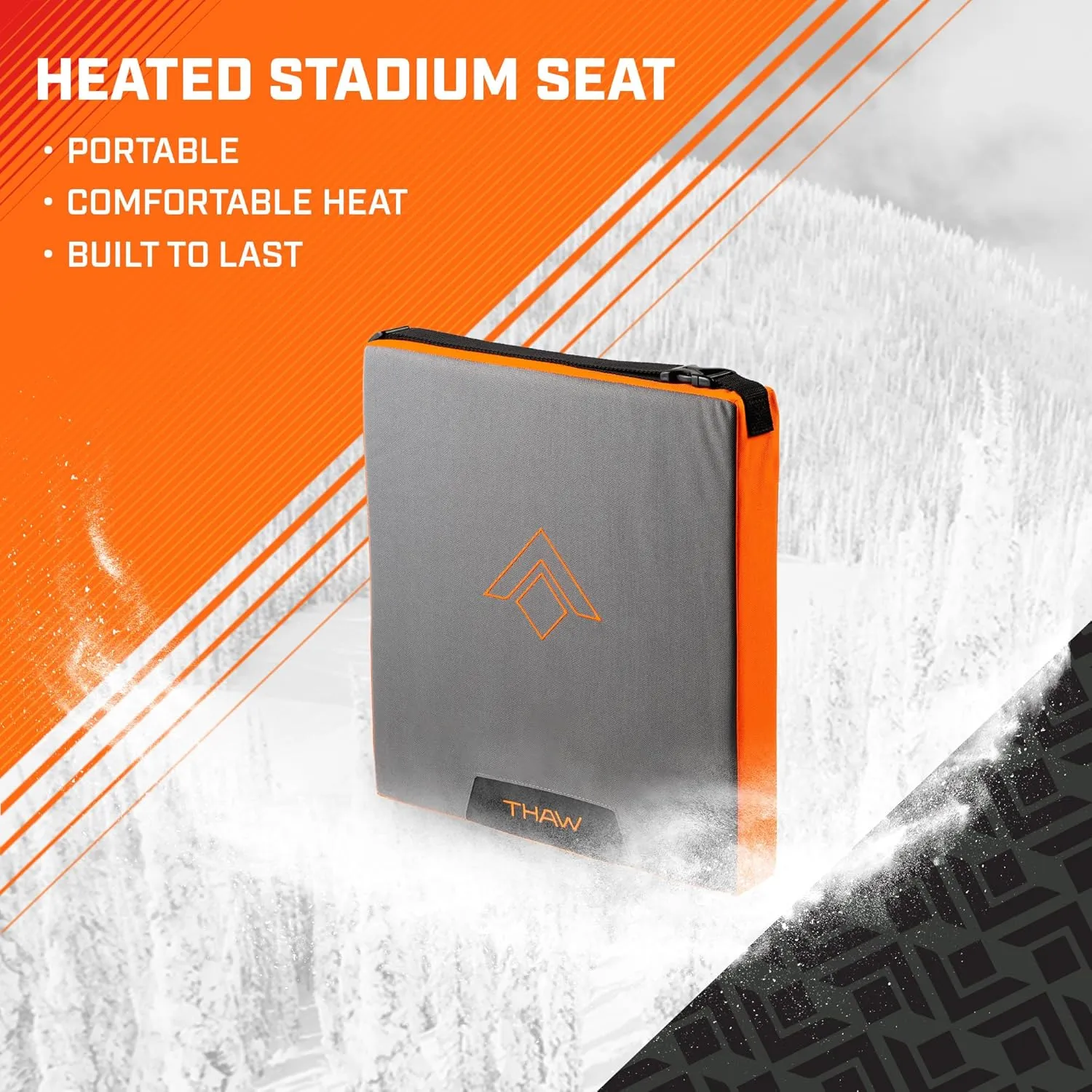 THAW Without Battery Heated Seat Pad,Nylon Orange and Gray