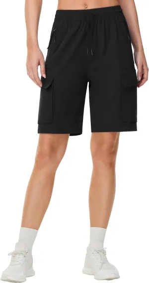 THE GYM PEOPLE Women's Lightweight Quick Dry Golf Hiking Cargo Shorts with Zipper Pockets