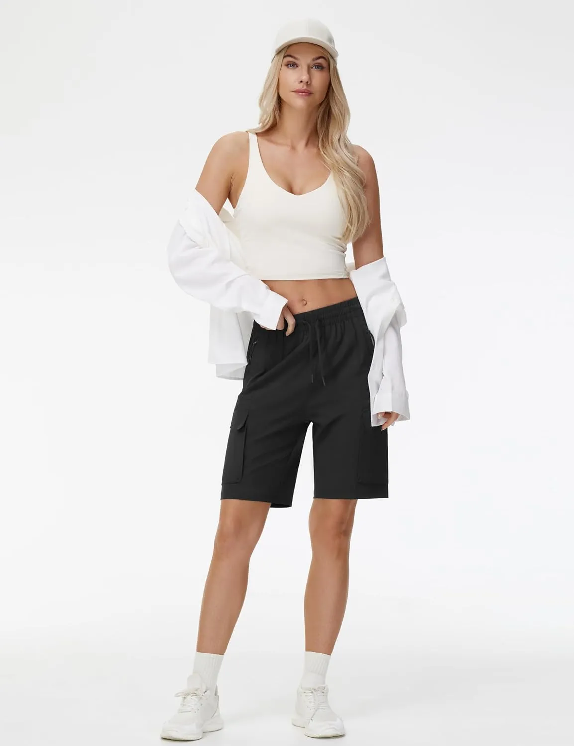 THE GYM PEOPLE Women's Lightweight Quick Dry Golf Hiking Cargo Shorts with Zipper Pockets