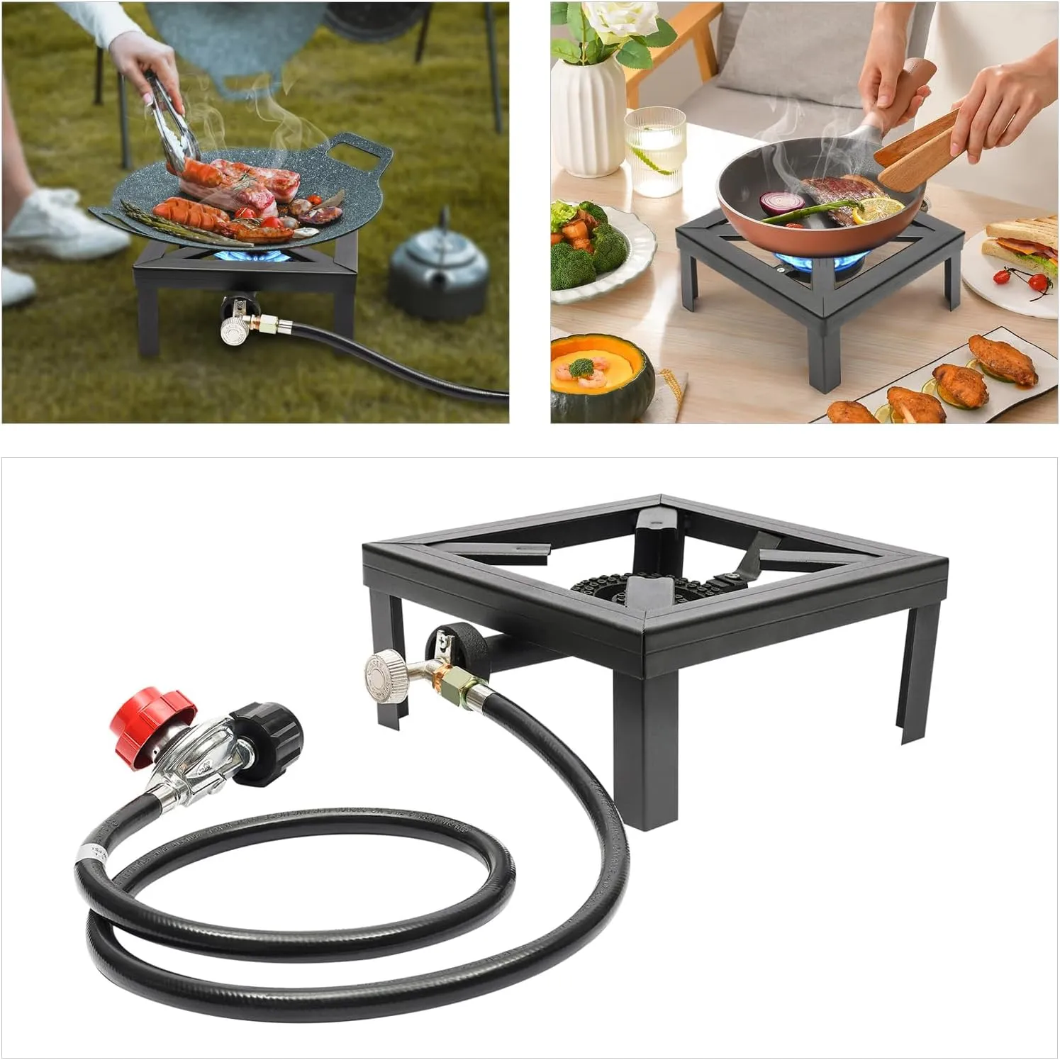 The Propane Single-Burner Outdoor Stove is Small and Portable with Strong Firepower. It is Suitable for Camping, Barbecue and Other Scenes, Making Outdoor Cooking Easy.