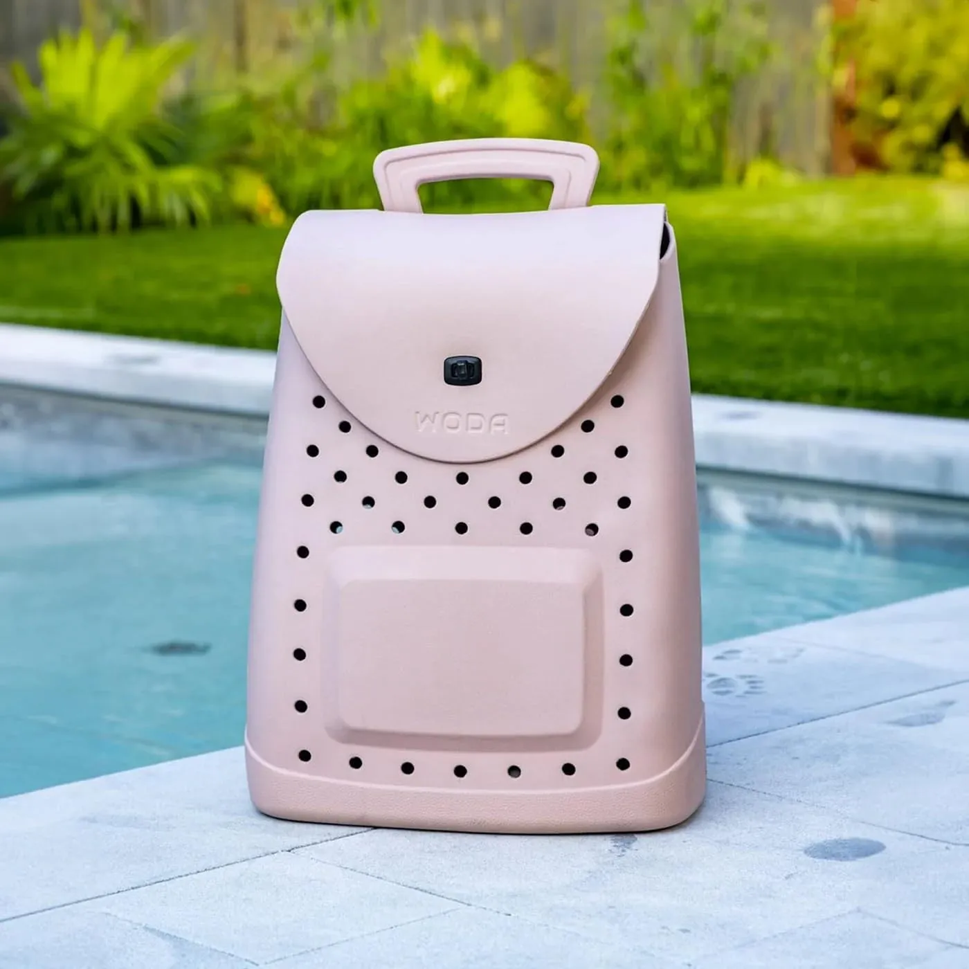The Ultimate EVA Backpack | Washable, Lightweight and Durable | Zipper Pocket Dry Bag, For Beach, Pool, & Boat (Oyster Pink, Mini Woda Bag)