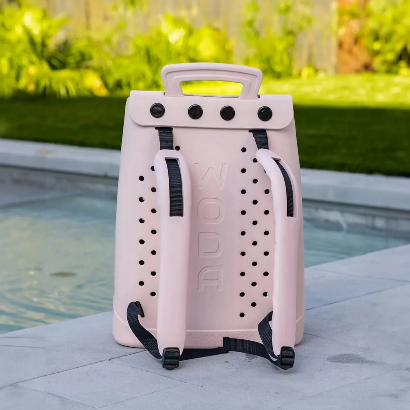 The Ultimate EVA Backpack | Washable, Lightweight and Durable | Zipper Pocket Dry Bag, For Beach, Pool, & Boat (Oyster Pink, Mini Woda Bag)