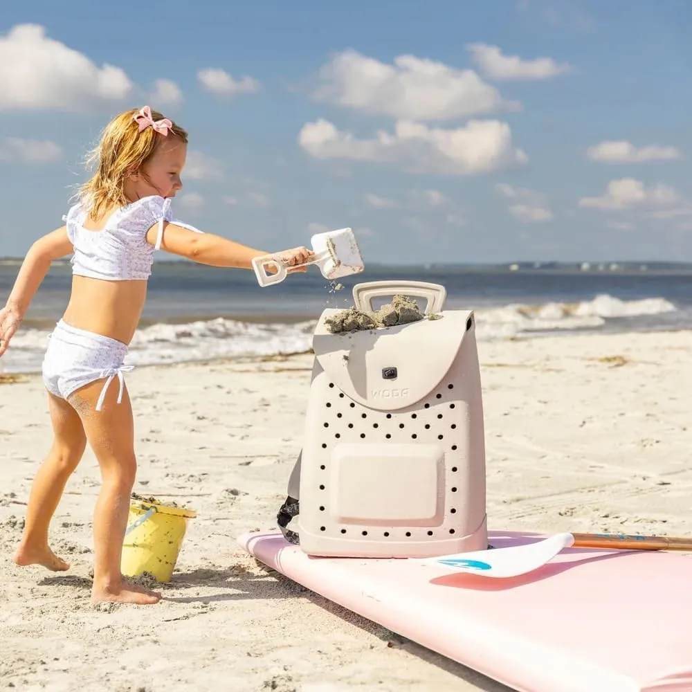 The Ultimate EVA Backpack | Washable, Lightweight and Durable | Zipper Pocket Dry Bag, For Beach, Pool, & Boat (Sand, Mini Woda Bag)
