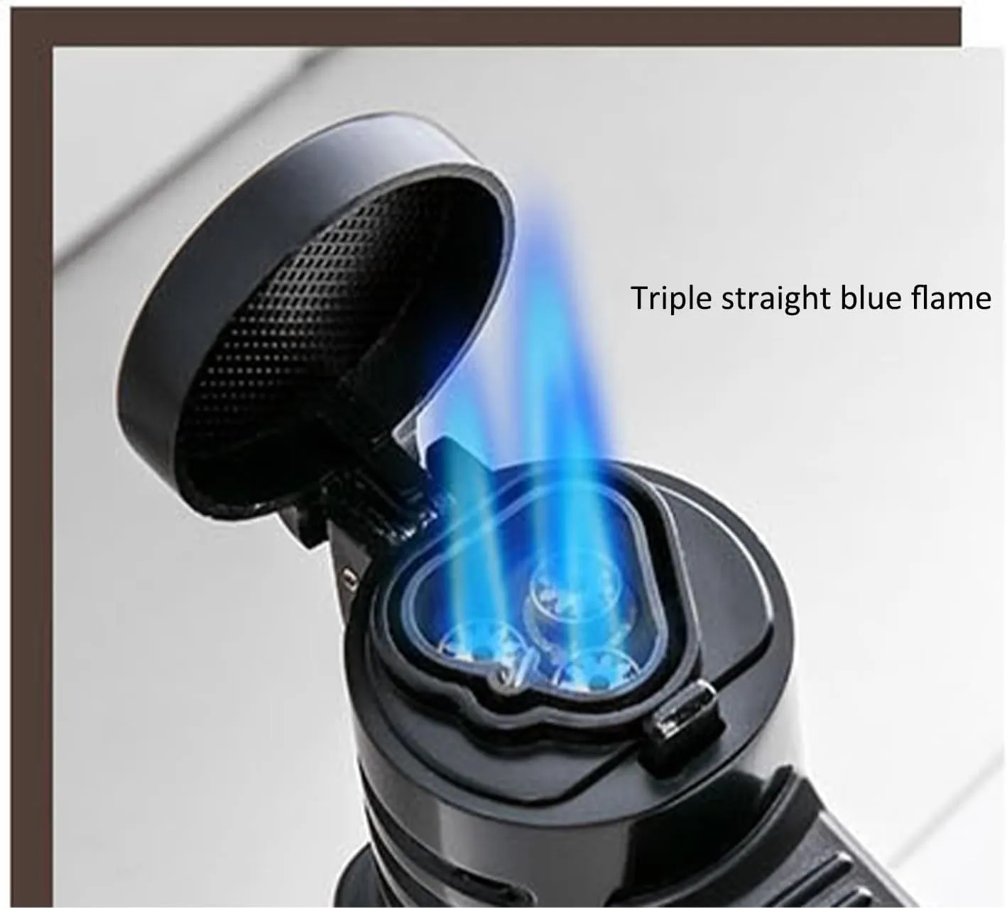 Three-flame direct-into-fire lighter, windproof portable lighter with visible gas tank and refillable butane, suitable for outdoor camping, kitchen and baking(9)