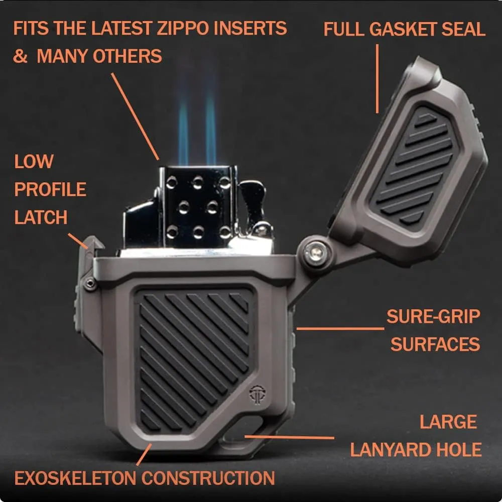 Thyrm PyroVault 2.0 Lighter Armor Compatible with Zippo Inserts, for Protection, Less Evaporation, and Retention, Made in The USA (Woodland Hunter (Olive Drab   Rescue Orange))