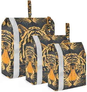 Tiger Travel Storage Bag with Lanyard - Portable Lightweight Classified Storage Bag with Zipper, Dust and Waterproof Travel Packing Cube for Suitcase,3 Pieces
