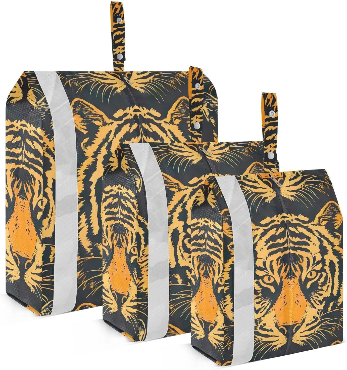 Tiger Travel Storage Bag with Lanyard - Portable Lightweight Classified Storage Bag with Zipper, Dust and Waterproof Travel Packing Cube for Suitcase,3 Pieces