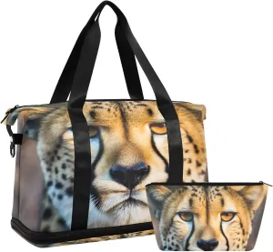 Tiger Watching You Sports Gym Bag with Waterproof Dry Wet Pocket, Travel Duffel Bag for Women Men，Workout Bag Fits Yoga, Swimming