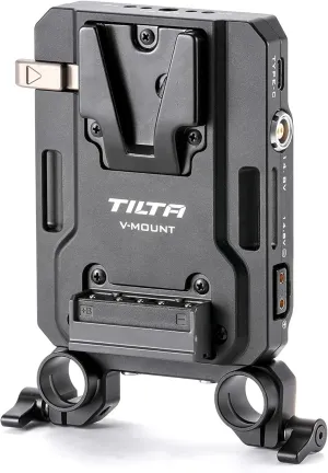 Tilta Mini PD V Mount Battery Plate – Black | Include P-Tap, USB-C and 2-Pin Lemo Connections | Security Straps | Compatible with Dual 15mm LWS Rods | Features 1/4”-20 and M4 Threads
