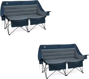 TIMBER RIDGE Double Camping Chair, Heavy Duty Outdoor Folding Camp Couch, Loveseat Camping Chairs Perfect for Campsites, Patio/Lawn, Soccer Games or Other Youth Sports, Supports 800 lbs Blue 2 Pack