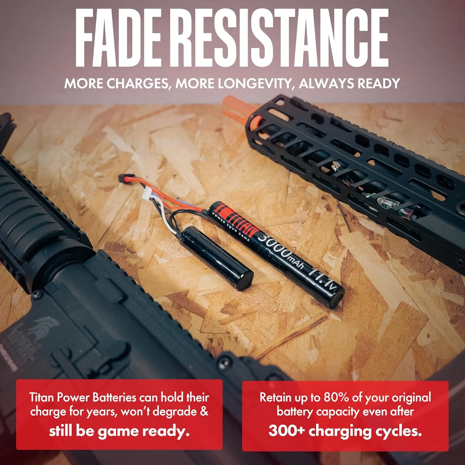 Titan Lithium-Ion Airsoft Battery | 3000mAh 7.4v Brick T-Plug | Maximum Capacity & Performance 11.1 Volt Airsoft Gun Battery