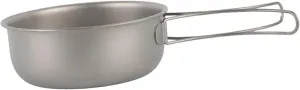 Titanium Frying Pan Camping Pot Space Saving Multipurpose Tableware with Foldable Handle Cookware for Kitchen Camping Picnic, 700ML