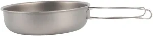 Titanium Frying Pan Cookware Lightweight Multifunctional with Folding Handle Camping Pan for Travel Backpacking Picnic Hiking, 1200ML