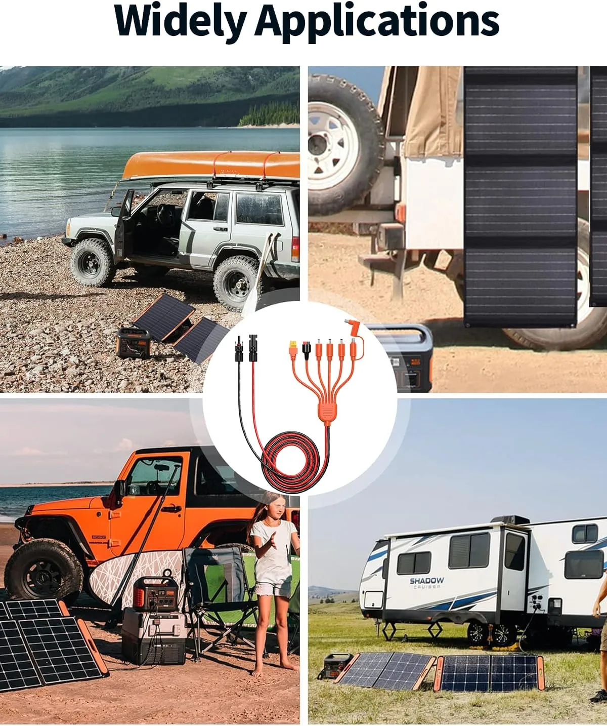 Tonton 7-in-1 Solar Panel Connector Kit, Universal M-C-4 Cable to DC 8mm XT60 Anderson Adapter for RC Battery RV GZ Yeti Jackery Ecoflow River Renogy Power Station, Generator