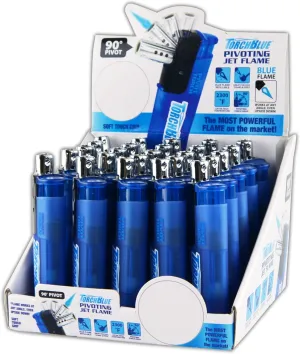 Torch Flame Refillable Lighter with 90° Pivoting Head - Pack of 25
