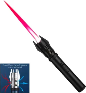 Torch Lighter, Bright Fire Lighter with Pink Red/Blue Flame, Refillable Butane Gas Windproof Jet Flame Cool Lighters, for Candles Campfires BBQ Baking, Camping, Gift (Black)