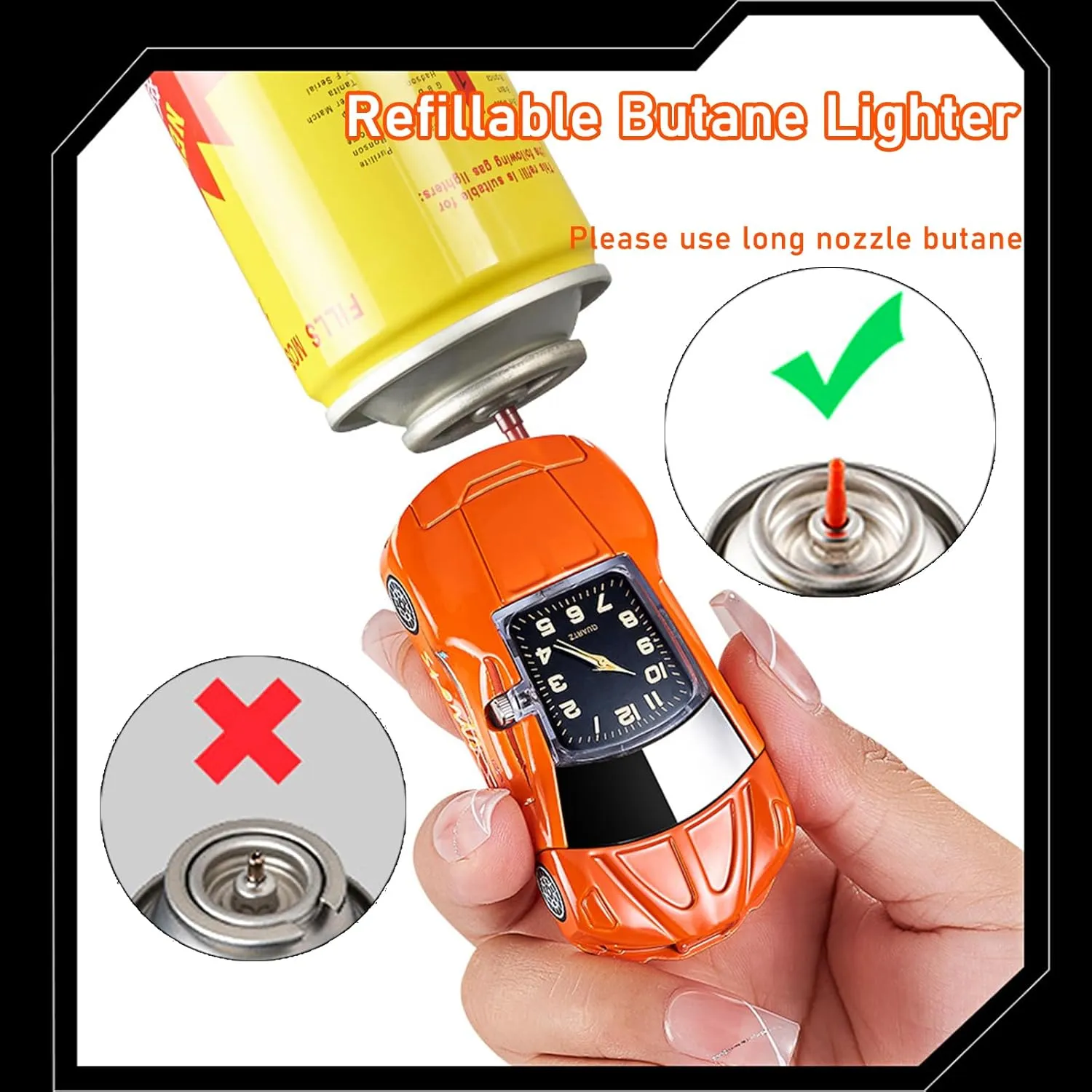 Torch Lighter - Cool Sports Car Design, Windproof Adjustable Jet Flame & Soft Flame, Butane Refillable Dual Flame Lighter, Great Gift for Men & Women (Gas Not Included)-Pink-b