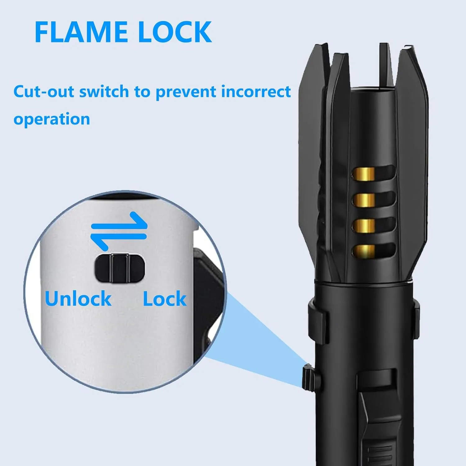 Torch Lighter, Refillable Butane Windproof Jet Flame Super Large Torch Lighter, Straight Bright Fire Adjustable Red/Blue Cool Flame & Safety Lock for Camping, BBQ, Baking, Outdoor, Gifts