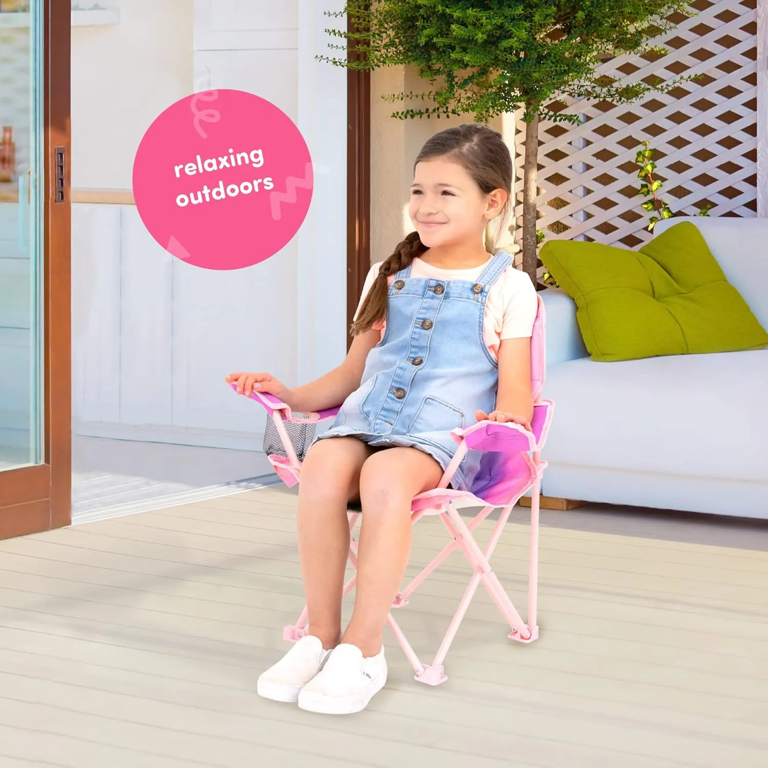 Toy To Enjoy Outdoor Unicorn Kids Camping Chair - Foldable Children’s Chair for Camping, Tailgates, Beach, Fishing, – Portable Carrying Bag Included Mesh Cup Holder & Sturdy Construction. Ages 2 to 5